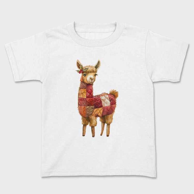 Alpaca Christmas Patchwork, Tricou Copii