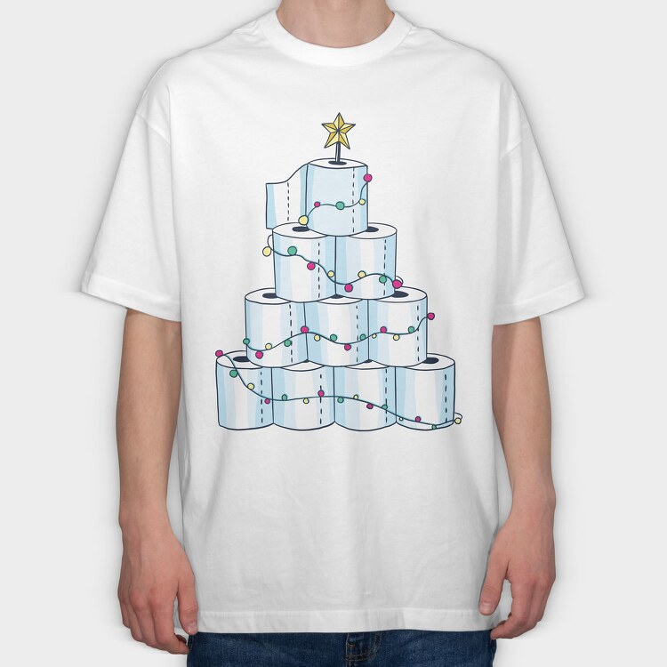 Toilet Paper Christmas Tree, Tricou Oversize Barbati (Unisex)