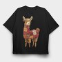 Alpaca Christmas Patchwork, Tricou Oversize Barbati (Unisex)