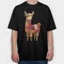 Alpaca Christmas Patchwork, Tricou Oversize Barbati (Unisex)