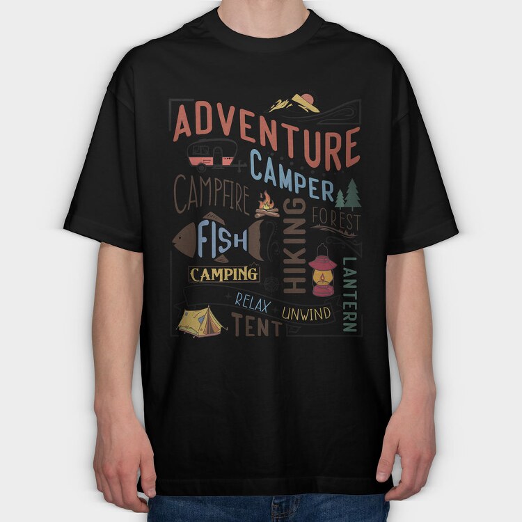 Adventure Camping Forest, Tricou Oversize Barbati (Unisex)