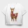 Alpaca Christmas Patchwork, Tricou Oversize Barbati (Unisex)