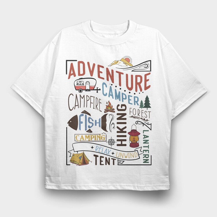 Adventure Camping Forest, Tricou Oversize Barbati (Unisex)