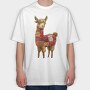 Alpaca Christmas Patchwork, Tricou Oversize Barbati (Unisex)