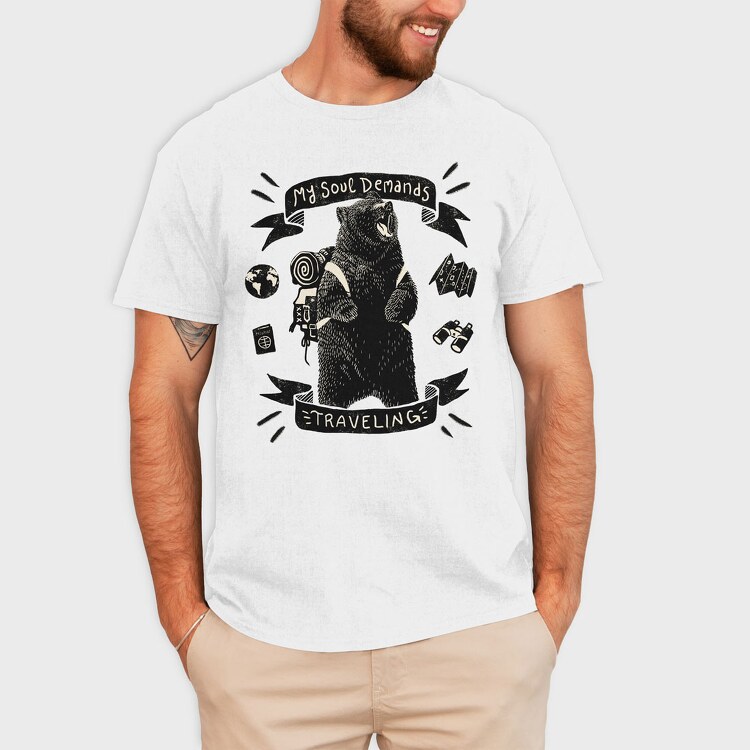 Wanderlust Bear, Tricou Barbati (Unisex)