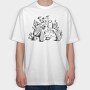 Tortoise With Mushrooms Turtle, Tricou Oversize Barbati (Unisex)