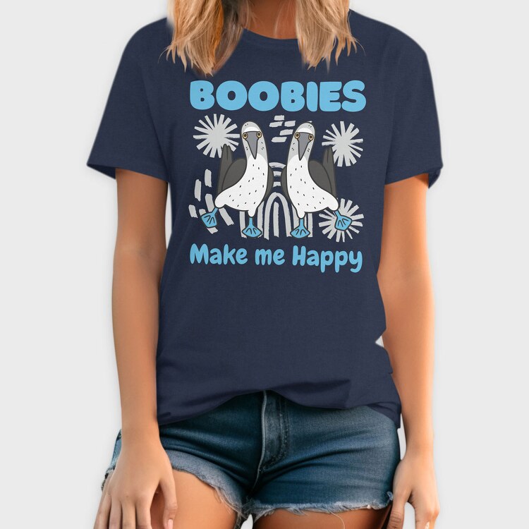 Boobies Make Me Happy, Tricou Barbati (Unisex)