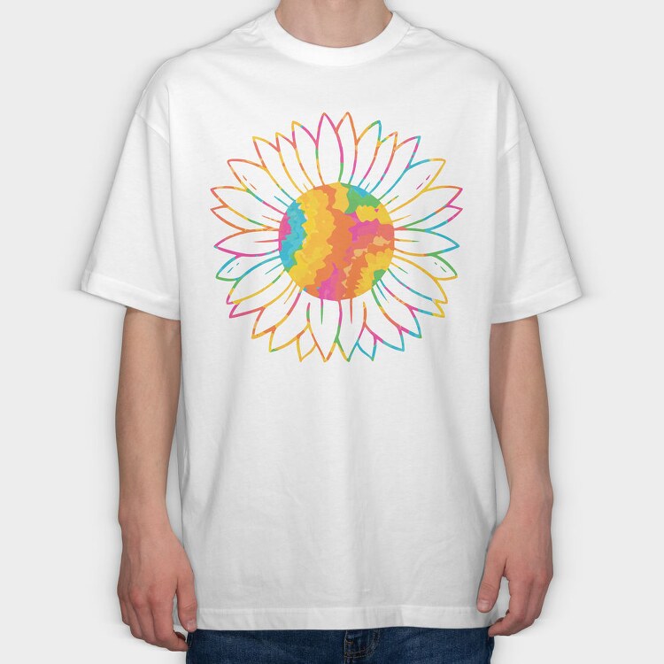Tie Dye Sunflower, Tricou Oversize Barbati (Unisex)