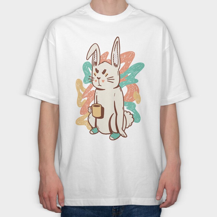 Tired Rabbit Bad Mood Bunny, Tricou Oversize Barbati (Unisex)