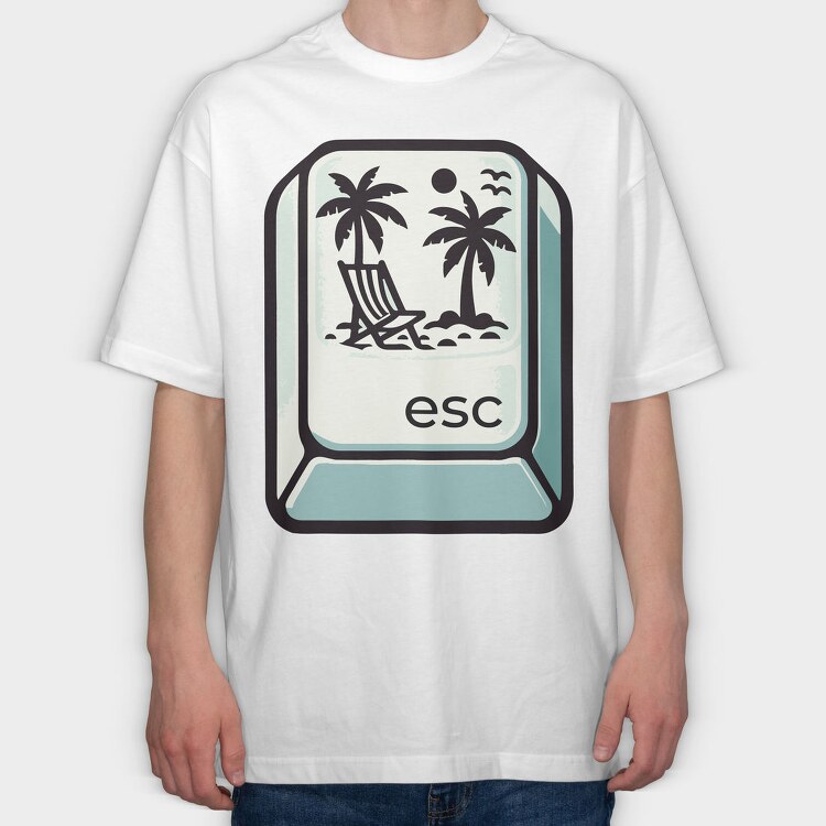 Beach Escape Key Esc, Tricou Oversize Barbati (Unisex)