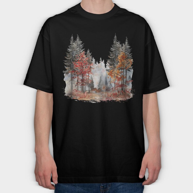 Autumn Forest Clippart, Tricou Oversize Barbati (Unisex)