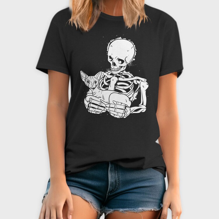 Skull With Cat, Tricou Barbati (Unisex)