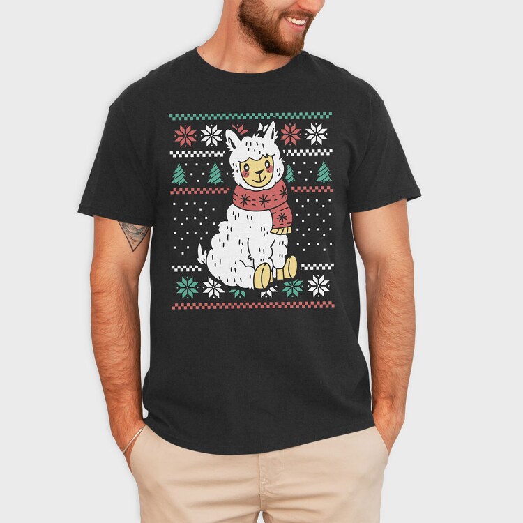 Ugly Sweater Llama, Tricou Barbati (Unisex)