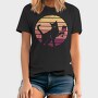 Cat With a Glass of Wine Retro Sunset, Tricou Barbati (Unisex)