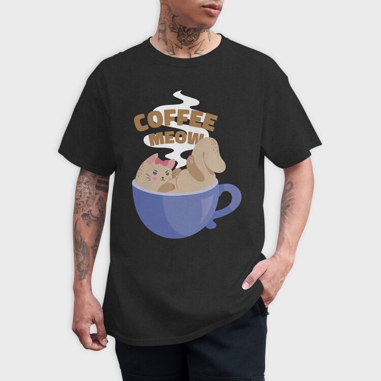 Coffee Cat 2, Tricou Barbati (Unisex)