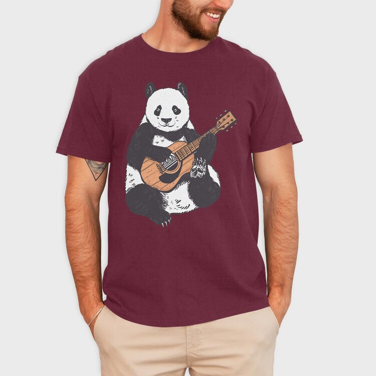 Guitar Panda, Tricou Barbati (Unisex)