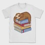 Librarian Sloth Sleeping Books, Tricou Barbati (Unisex)