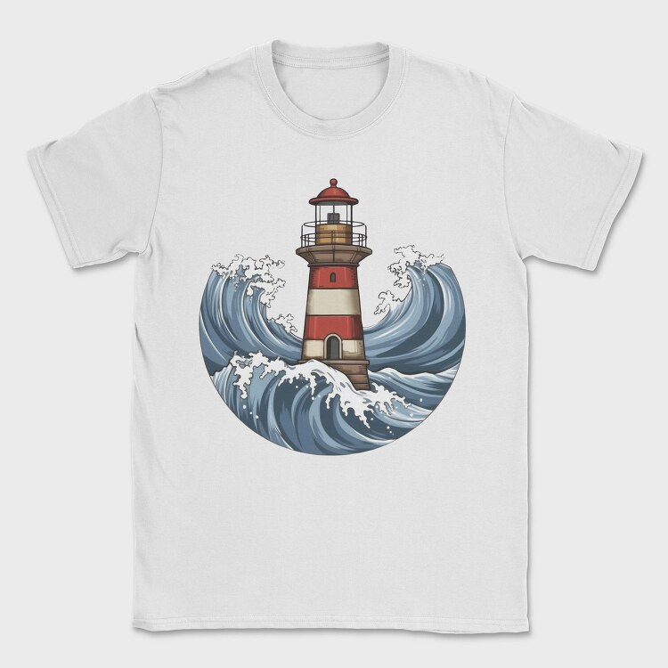 Lighthouse And Waves Sea, Tricou Barbati (Unisex)