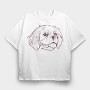 Line Stroke Cavalier Dog, Tricou Oversize Barbati (Unisex)
