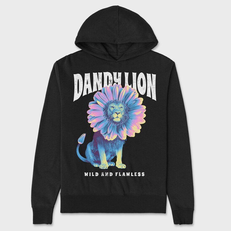 Lion Animal With Sunflower Head Flower, Hanorac Oversize Barbati (Unisex)