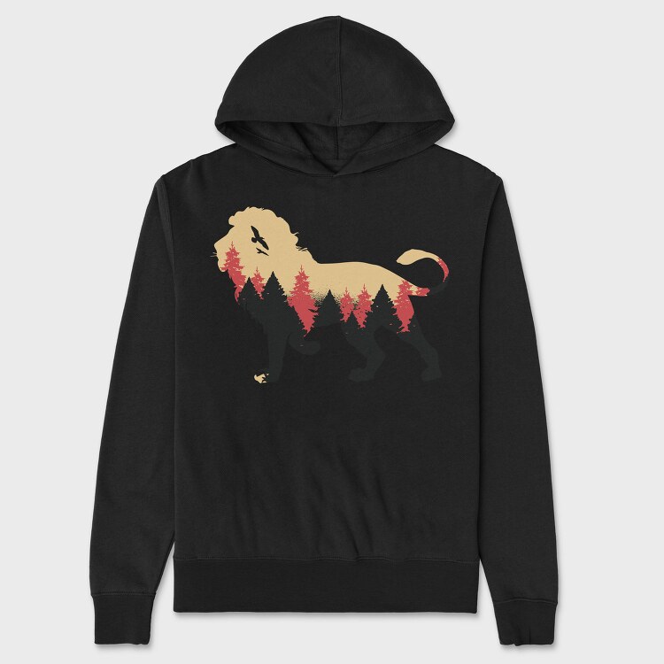 Lion Forest Silhouette, Hanorac Oversize Barbati (Unisex)
