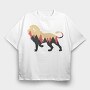 Lion Forest Silhouette, Tricou Oversize Barbati (Unisex)