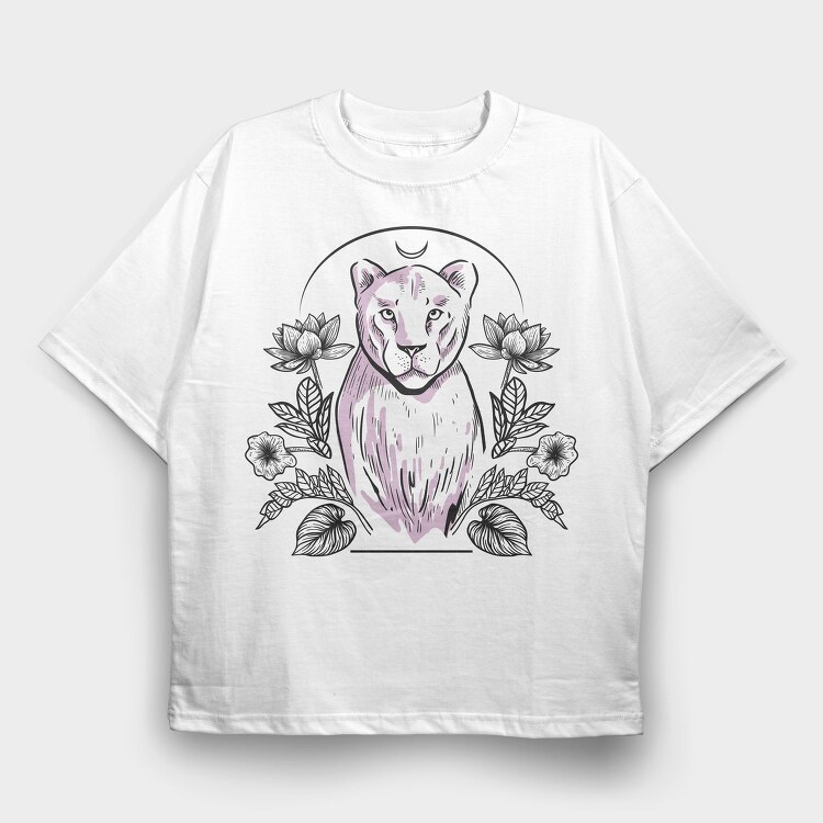 Lioness And Nature Tote, Tricou Oversize Barbati (Unisex)