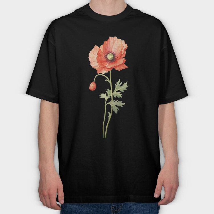 August Poppy, Tricou Oversize Barbati (Unisex)