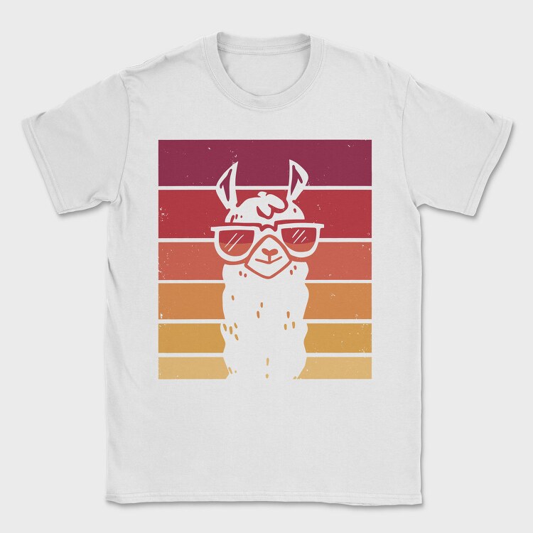 Llama Animal Retro Sunset, Tricou Barbati (Unisex)