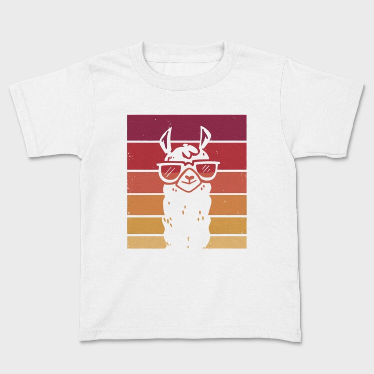 Llama Animal Retro Sunset, Tricou Copii