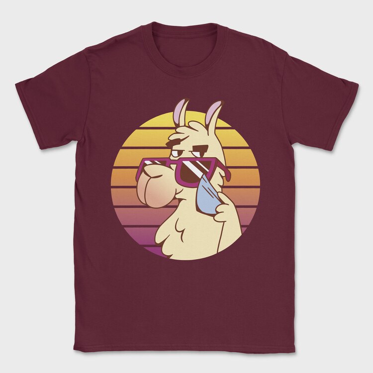 Llama Animal With Sunglasses, Tricou Barbati (Unisex)