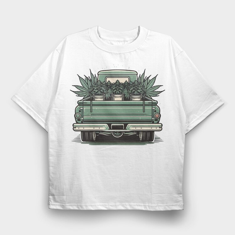 Loaded Truck With Weed Plants, Tricou Oversize Barbati (Unisex)