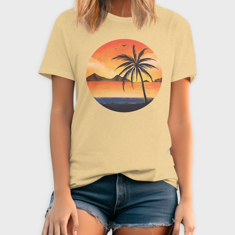Beach Sunset Palm, Tricou Barbati (Unisex)