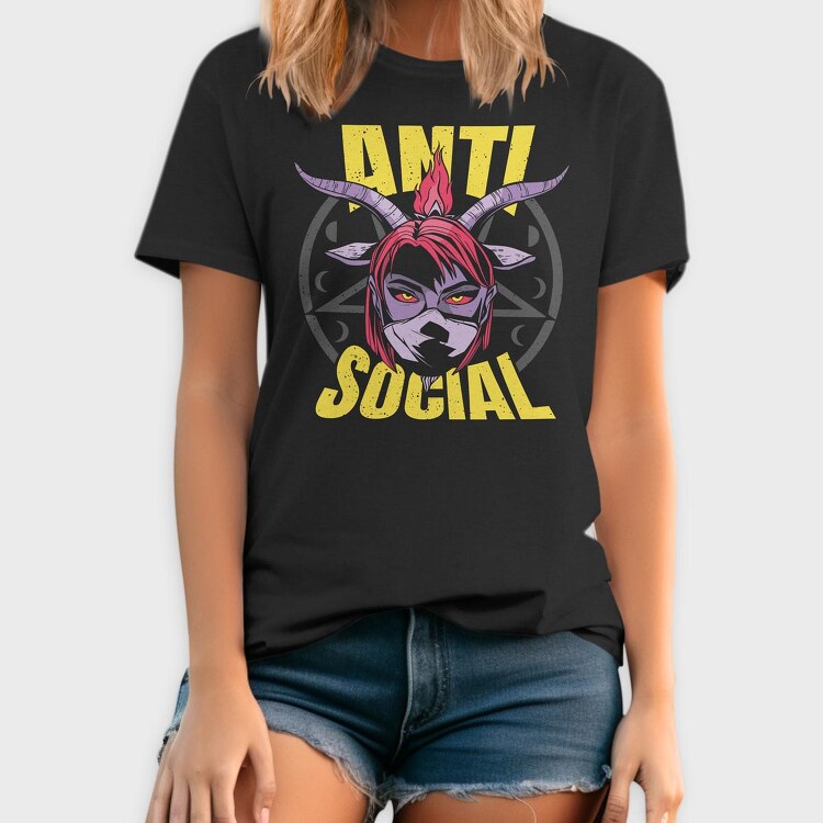 Anti Social Diabolic Girl, Tricou Barbati (Unisex)