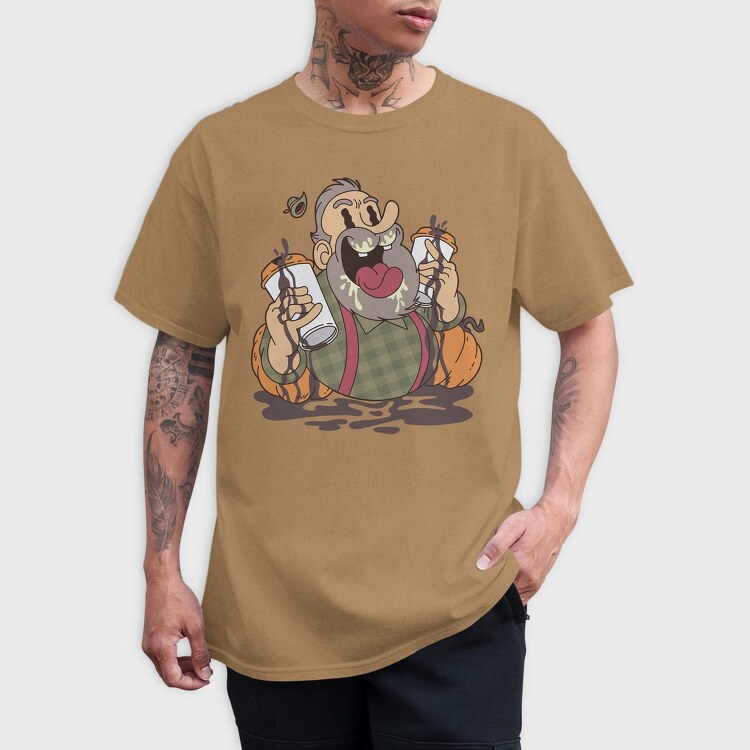 Cartoon Coffee Pumpkin, Tricou Barbati (Unisex)