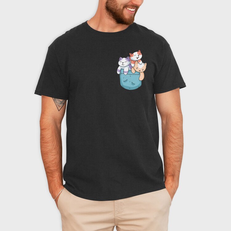 Colored Cats Pocket, Tricou Barbati (Unisex)