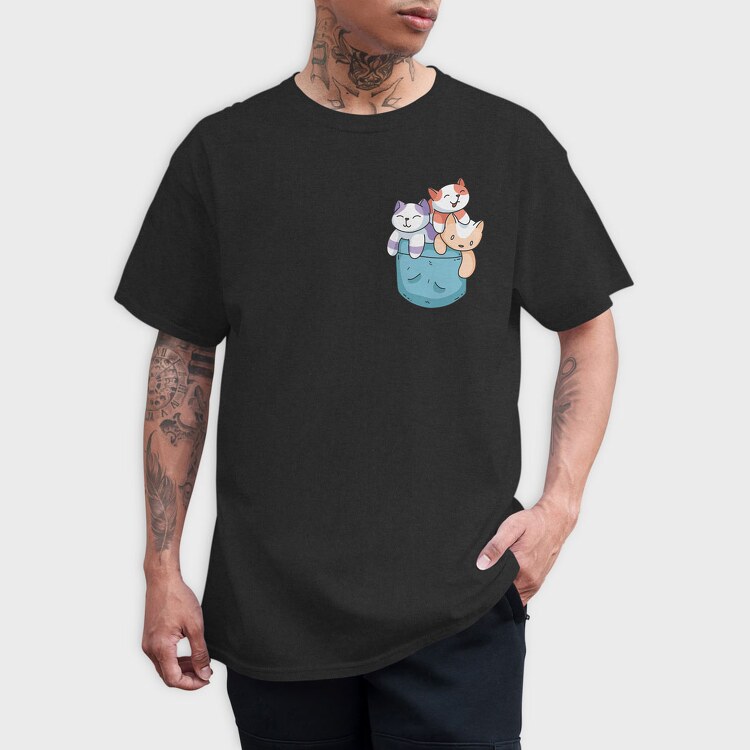 Colored Cats Pocket, Tricou Barbati (Unisex)