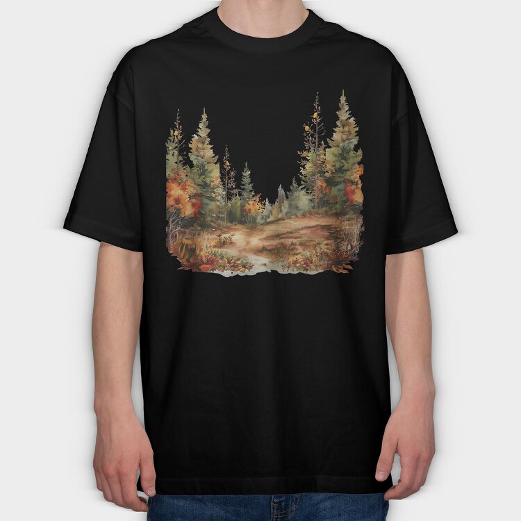 Autumn Forest Path, Tricou Oversize Barbati (Unisex)