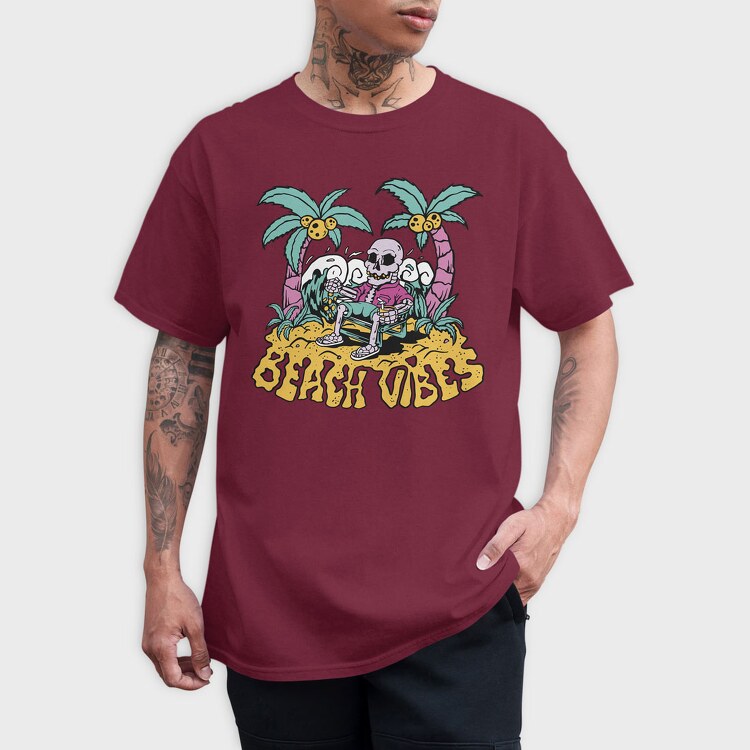 Beach Vibes Skeleton, Tricou Barbati (Unisex)