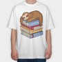 Librarian Sloth Sleeping Books, Tricou Oversize Barbati (Unisex)