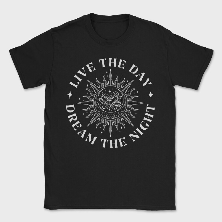 Lotus Flower Moon And Sun Line Art, Tricou Barbati (Unisex)