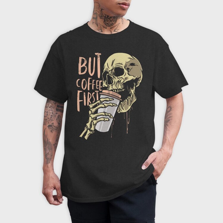 Coffe Skull, Tricou Barbati (Unisex)