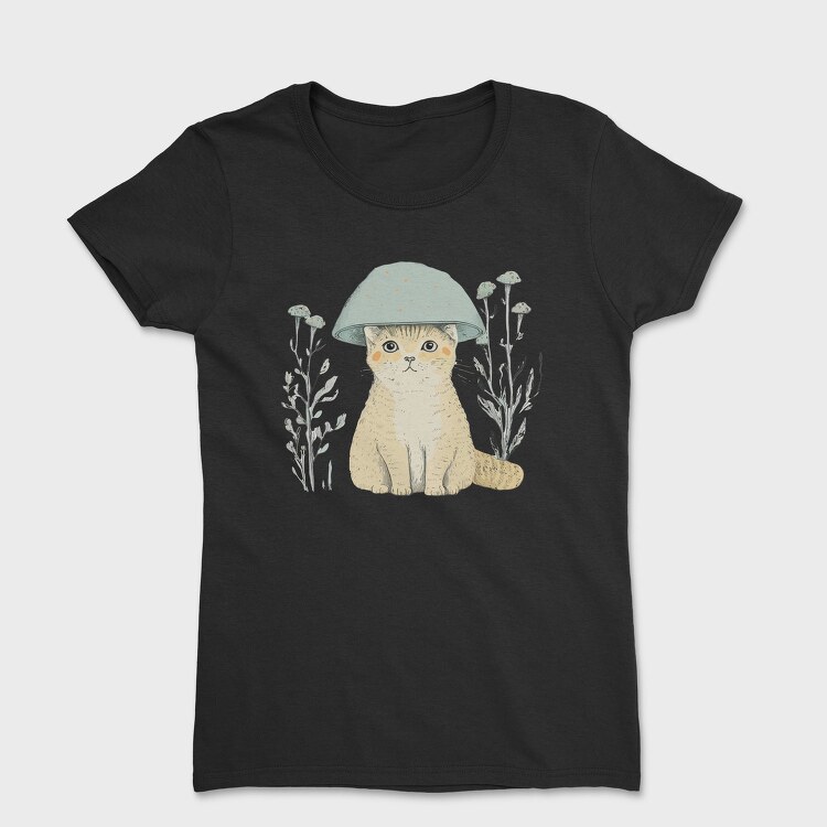 Cat With A Mushroom Hat, Tricou Femei
