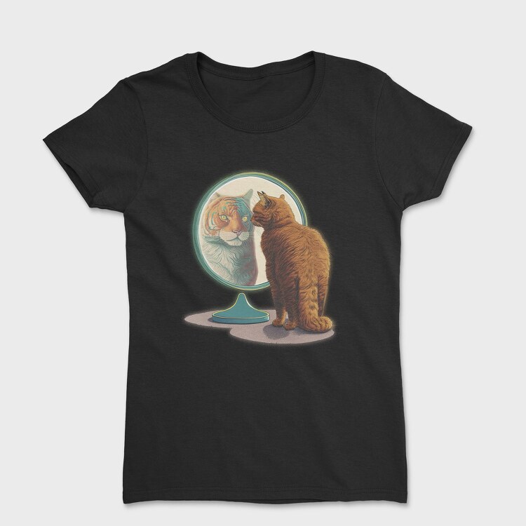 Cat Tiger Reflection Kitty Mirror, Tricou Femei