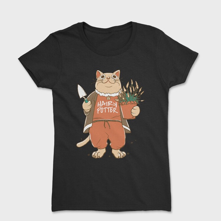 Cat With Plant Pottery, Tricou Femei