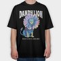Lion Animal With Sunflower Head Flower, Tricou Oversize Barbati (Unisex)