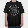 Lotus Flower Moon And Sun Line Art, Tricou Oversize Barbati (Unisex)