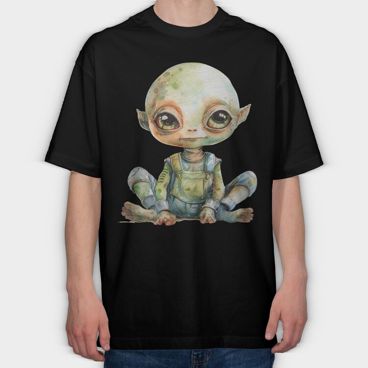 Alien Baby Space, Tricou Oversize Barbati (Unisex)