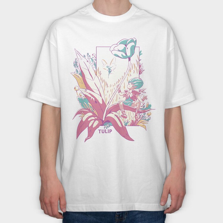 Little Fairy With Flowers Fairycore 03, Tricou Oversize Barbati (Unisex)