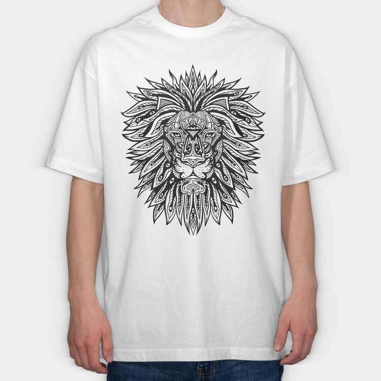Lion Mandala Psicodelic, Tricou Oversize Barbati (Unisex)